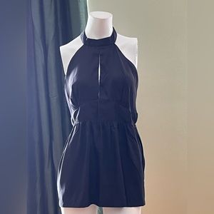 Black- Halter Peplum Top- Women’s- Size Laege